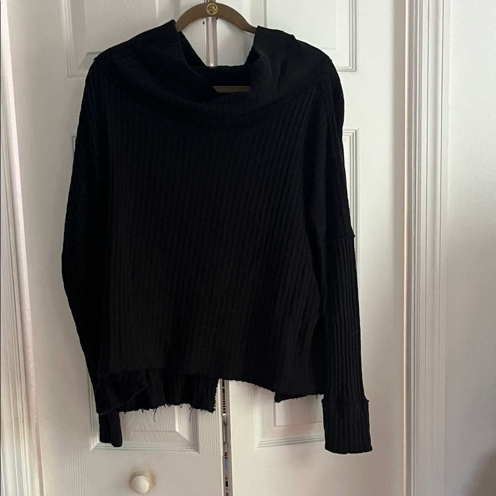 Free People Black Cowl Neck Sweater